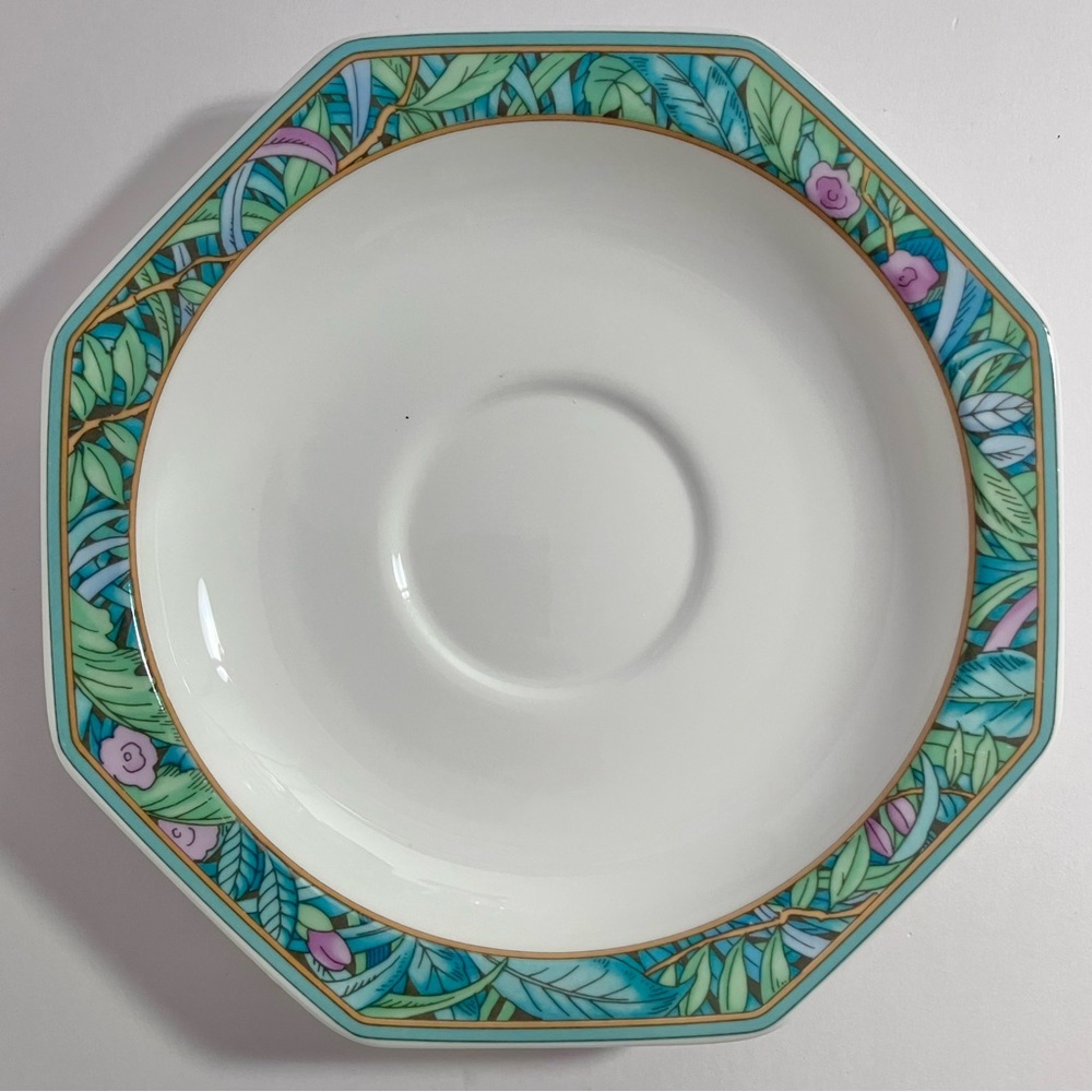 5 VILLEROY & BOCH Amazona Saucers / TROPICAL BORDER / Retired GERMAN Bone China